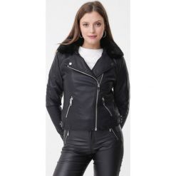 Czarna Ramoneska Alia. Czarne kurtki damskie Born2be, na jesień, l, bez wzorów, z materiału, bez kaptura. Za 249.99 zł.