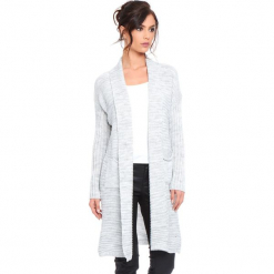 Kardigan "Liliane" w kolorze szarym. Szare kardigany damskie Cosy Winter, prążkowane. W wyprzedaży za 159.95 zł.