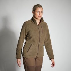 Polar damski Solognac 300. Brązowe bluzy sportowe damskie SOLOGNAC, l, bez wzorów, z materiału, bez kaptura, outdoorowe. Za 99.99 zł.
