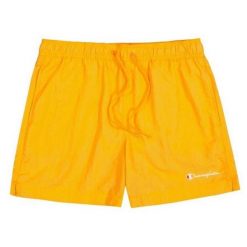 Męskie Krótkie Spodenki Kąpielowe Z Haftowanym Logo. Brązowe krótkie spodenki sportowe męskie Champion, l, bez wzorów. Za 157.99 zł.