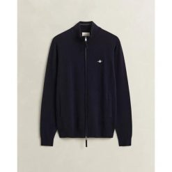 Kardigan zapinany na zamek Gant Superfine. Niebieskie kardigany męskie GANT, s, bez wzorów, z materiału, eleganckie. Za 492.50 zł.