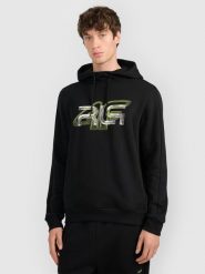 4F Bluza dresowa nierozpinana z kapturem męska 4F x Robert Lewandowski - czarna M. Czarne bluzy męskie 4f, m, bez wzorów, z dresówki, z kapturem. Za 199.99 zł.