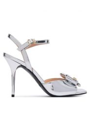 LOVE MOSCHINO Sandały JA16069G0OJE090B Srebrny. Szare sandały damskie Love Moschino, bez wzorów, ze skóry, bez obcasa, na szpilce, bez zapięcia. Za 1,099.00 zł.