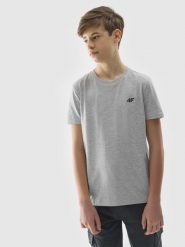 4F T-shirt gładki chłopięcy - szary 128 (7-8 lat). Szare t-shirty dla chłopców 4f, bez wzorów, z bawełny, bez ramiączek. Za 29.99 zł.
