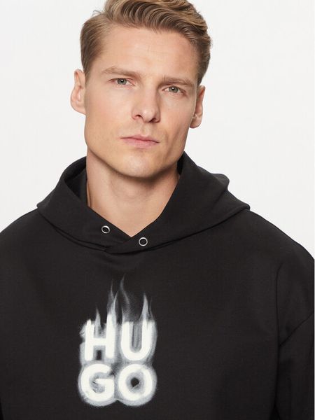 HUGO Bluza Defnio 50530428 Czarny Relaxed Fit. Czarne bluzy męskie Hugo, m, bez wzorów, z bawełny, bez kaptura. Za 279.99 zł.