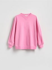 Bluza z nadrukiem na plecach - różowy. Czerwone bluzy damskie Reserved, l, bez wzorów, z bawełny, bez kaptura. Za 139.99 zł.