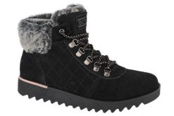 Buty zimowe damskie, Skechers Bobs Mountain Kiss - Frontier Frenzy. Czarne obuwie sportowe damskie Skechers, bez wzorów, z materiału. Za 439.40 zł.