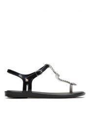 Melissa Sandały Solar + Bo.Bo Ad 33283 Czarny. Czarne sandały damskie Melissa, bez wzorów, z tworzywa sztucznego, bez obcasa, na płaskiej podeszwie, bez zapięcia. Za 249.99 zł.