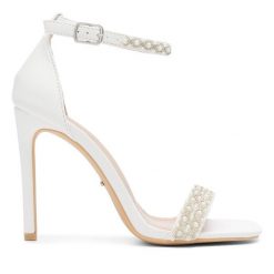 Sandały DeeZee. Białe sandały damskie DeeZee, bez wzorów, bez obcasa, na szpilce, bez zapięcia. Za 199.99 zł.