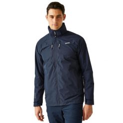 Męska Wodoodporna Kurtka Calderdale VI. Niebieskie kurtki męskie Regatta, m, bez wzorów, z materiału, z kapturem. Za 166.99 zł.