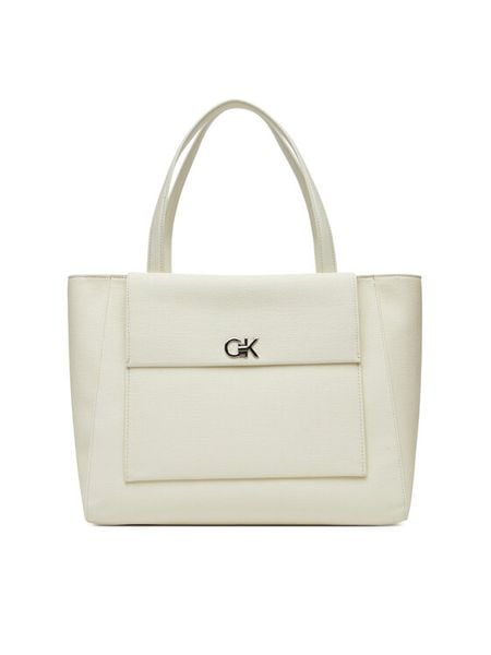 Calvin Klein Torebka Ck Medium Shopper_Tex K60K613178 Biały. Białe torebki do ręki damskie Calvin Klein, bez wzorów, ze skóry, bez dodatków. Za 359.99 zł.