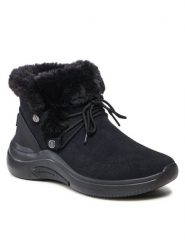 Skechers Botki On-The-Go Midtown 144271/BBK Czarny. Czarne botki damskie Skechers, ze skóry, bez obcasa, na płaskiej podeszwie, bez zapięcia. Za 289.99 zł.