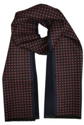 Elegancki Szalik Bawełniany - Alties - Granat z Pomarańczowym Wzorem. Brązowe szaliki męskie Alties, na zimę, bez wzorów, z bawełny. Za 99.00 zł.