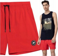 Spodenki kąpielowe boardshorty męskie 4F 4FWSS24UBDSM123. Czerwone kąpielówki męskie 4f, m, bez wzorów, z elastanu, do pływania. Za 79.99 zł.