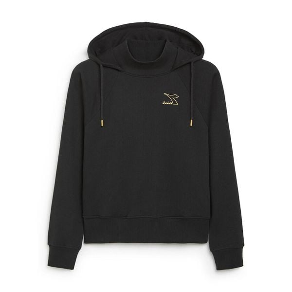 Bluza damska DIADORA L. HOODIE FLOUNCE S. Czarne bluzy damskie Diadora, l, bez wzorów, z bawełny, z kapturem. Za 99.99 zł.
