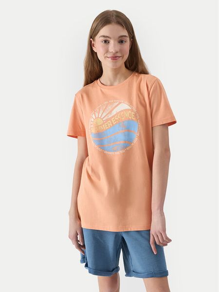 4F T-Shirt 4FJWSS24TTSHM1135 Pomarańczowy Regular Fit. Brązowe t-shirty dla chłopców 4f, bez wzorów, z bawełny, bez ramiączek. Za 39.99 zł.