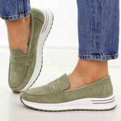 Zielone skórzane mokasyny damskie Filippo Dp6750/26. Zielone mokasyny damskie Filippo, z jeansu, casualowe. Za 219.00 zł.