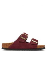 Birkenstock Klapki Arizona Sfb Lenb1028719 Czerwony. Czerwone klapki damskie Birkenstock, bez wzorów, z nubiku, bez obcasa. Za 539.99 zł.