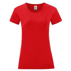 Koszulka Damska Iconic 150. Czerwone koszulki sportowe damskie Fruit of the Loom, m, bez wzorów, bez kołnierzyka, bez ramiączek, trekkingowe. Za 28.99 zł.