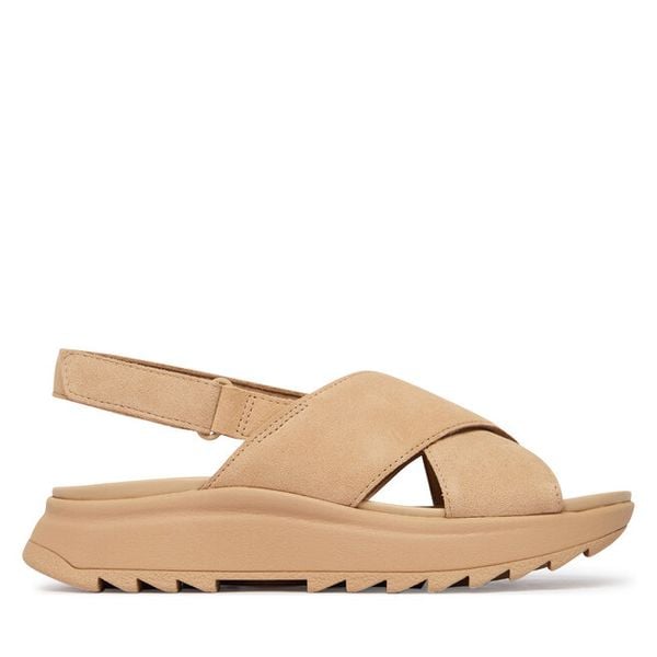 Sandały Clarks. Brązowe sandały damskie Clarks, bez wzorów, bez obcasa, na płaskiej podeszwie, bez zapięcia. Za 389.99 zł.