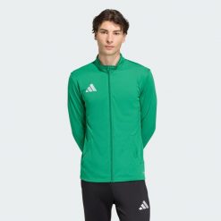 Bluza dresowa Entrada26. Białe bluzy sportowe męskie Adidas, bez wzorów, z dresówki, bez kaptura, do piłki nożnej, climacool (adidas). Za 121.99 zł.