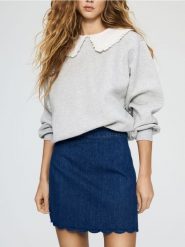 Jeansowa spódnica mini - niebieski. Niebieskie spódnice damskie Reserved, l, bez wzorów, z bawełny, mini, trapezowe. Za 89.99 zł.