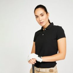 Koszulka polo do golfa z krótkim rękawem damska Inesis MW100. Koszulki sportowe damskie INESIS, m, bez wzorów, z bawełny, bez kołnierzyka, bez ramiączek, na golfa. Za 34.99 zł.