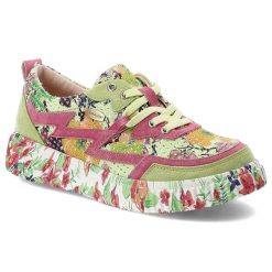 Sneakersy damskie Laura Vita, cholewka ze skóry zamszowej wzór kwiatowy sznurowane grubsza podeszwa wygodny codzienny fason, zielone, 06 SL2165-6B. Zielone półbuty damskie Laura Vita, bez wzorów, ze skóry, klasyczne, bez obcasa, bez zapięcia. Za 399.00 zł.