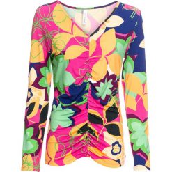 Shirt z długim rękawem i nadrukiem bonprix żółto-czerwony w paski. Bluzki damskie bonprix. Za 49.99 zł.
