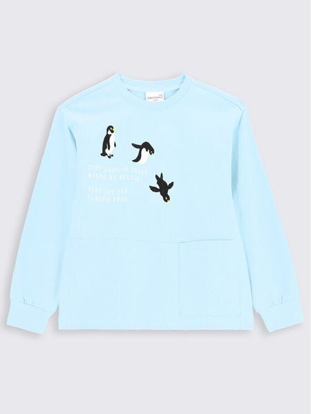 Coccodrillo Bluza ZC2132101WIK Niebieski Regular Fit. Niebieskie bluzy dla dziewczynek COCCODRILLO, bez wzorów, z bawełny, bez ramiączek, bez kaptura. Za 79.99 zł.