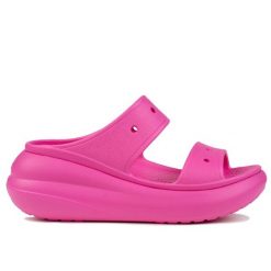 Sandały damskie Crocs CLASSIC CRUSH. Czerwone klapki damskie Crocs, bez wzorów, bez obcasa, bez zapięcia. W wyprzedaży za 209.00 zł.
