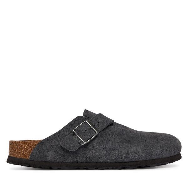 Klapki Birkenstock. Szare klapki damskie Birkenstock, bez wzorów, bez obcasa. Za 679.99 zł.