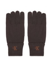 Calvin Klein Rękawiczki Damskie LV14F8021G Brązowy ciemny. Brązowe rękawiczki damskie Calvin Klein, bez wzorów, z dzianiny. Za 209.99 zł.