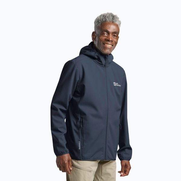 Kurtka softshell męska Jack Wolfskin Bornberg Hoody. Niebieskie kurtki męskie Jack Wolfskin, m, bez wzorów, z softshellu, bez kaptura. Za 449.99 zł.