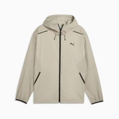 Kurtka z kapturem męska Puma PUMATECH RELAXED WOVEN beżowa 63441961 r M. Brązowe kurtki sportowe męskie Puma, l, bez wzorów. Za 287.43 zł.
