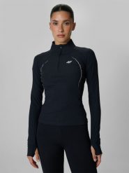4F Longsleeve treningowy slim szybkoschnący damski - czarny M. Czarne t-shirty damskie 4f, l, bez wzorów, z dzianiny, klasyczne, bez kołnierzyka. Za 199.99 zł.