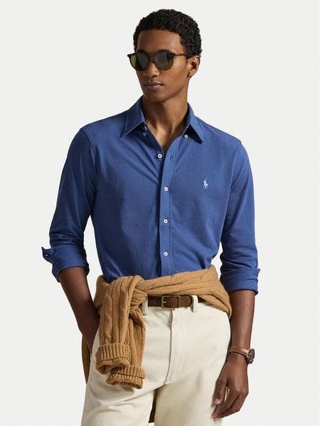 Polo Ralph Lauren Koszula 710654408502 Niebieski Regular Fit. Niebieskie koszule męskie Polo Ralph Lauren, m, bez wzorów, z bawełny, bez kołnierzyka, bez ramiączek. Za 554.99 zł.