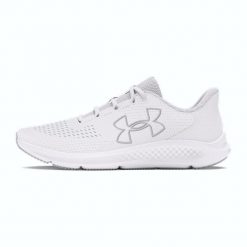 Damskie buty do biegania Under Armour Charged Pursuit 3 Big Logo. Białe obuwie sportowe damskie Under Armour, bez wzorów, do biegania. Za 278.50 zł.