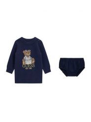 Guess Sukienka dzianinowa A6BK06 Z1316 Granatowy Regular Fit. Niebieskie sukienki dla dziewczynek Guess, z aplikacjami, z dzianiny, bez ramiączek. Za 214.99 zł.