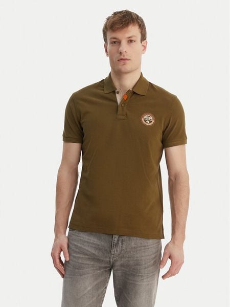 Napapijri Polo E-Clanis NP0A4ID3 Zielony Regular Fit. Zielone koszulki polo męskie Napapijri, m, bez wzorów, z bawełny, bez ramiączek. Za 194.99 zł.