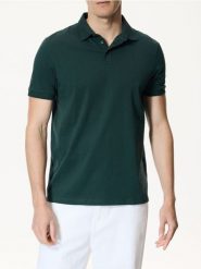Koszulka polo regular fit - ciemnozielony. Zielone koszulki polo męskie Reserved, l, bez wzorów, z bawełny, bez ramiączek. Za 69.99 zł.
