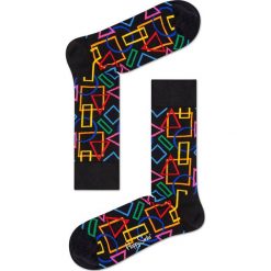 Happy Socks - Skarpetki Geometric. Czarne skarpety damskie Happy Socks, z bawełny. Za 39.90 zł.
