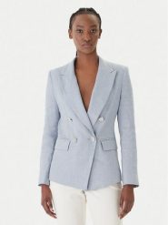 Marella Marynarka Bussola 2613041181 Błękitny Regular Fit. Niebieskie żakiety damskie Marella, bez wzorów, ze lnu. Za 1,719.00 zł.