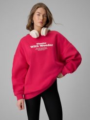 Bluza dresowa oversize bez kaptura damska 4F 4FRSS26TSWSF2993. Białe bluzy damskie 4f, l, bez wzorów, z bawełny, bez kaptura. Za 137.99 zł.