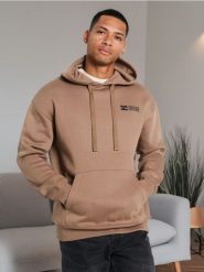 Bluza z kapturem - brązowy. Brązowe bluzy męskie Sinsay, l, bez wzorów, z kapturem. Za 39.99 zł.