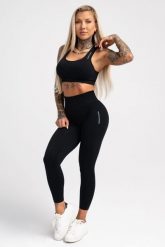 Legginsy fitness damskie Gym Glamour compress. Czarne legginsy damskie GYM GLAMOUR, s, bez wzorów, z materiału, na fitness i siłownię. Za 199.99 zł.