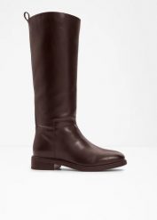 Kozaki. Brązowe kozaki damskie bonprix, bez obcasa. Za 229.99 zł.