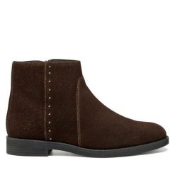 Botki Geox. Brązowe botki damskie Geox, bez obcasa, na płaskiej podeszwie, bez zapięcia. Za 549.99 zł.