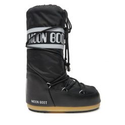 Śniegowce Moon Boot. Czarne buty zimowe dziewczęce Moon Boot, bez wzorów, bez zapięcia. Za 689.99 zł.