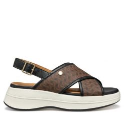 Sandały Geox. Brązowe sandały damskie Geox, bez wzorów, bez obcasa, na koturnie, bez zapięcia. Za 369.99 zł.